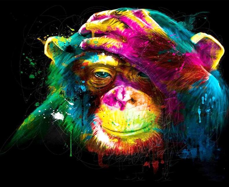 Pintar por n&uacute;meros - Chimpanc&eacute; de colores Pinta un cuadro 