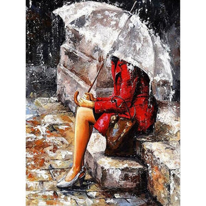 Pintar por n&uacute;meros - Chica bajo la lluvia Pinta un cuadro 