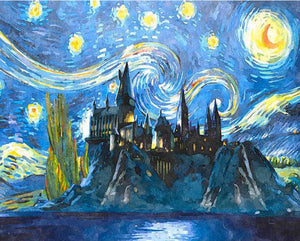 Pintar por n&uacute;meros - Harry Potter Hogwarts estilo Van Gogh Pinta un cuadro 