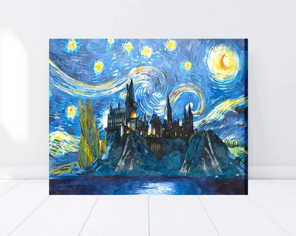 Pintar por números - Harry Potter Hogwarts estilo Van Gogh - Pinta