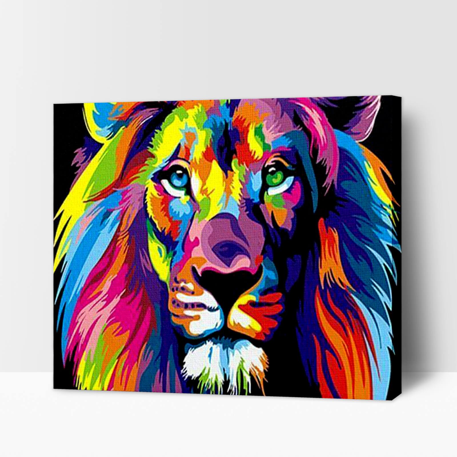 Compra el kit de león policromado para pintar por números - Pinta un cuadro