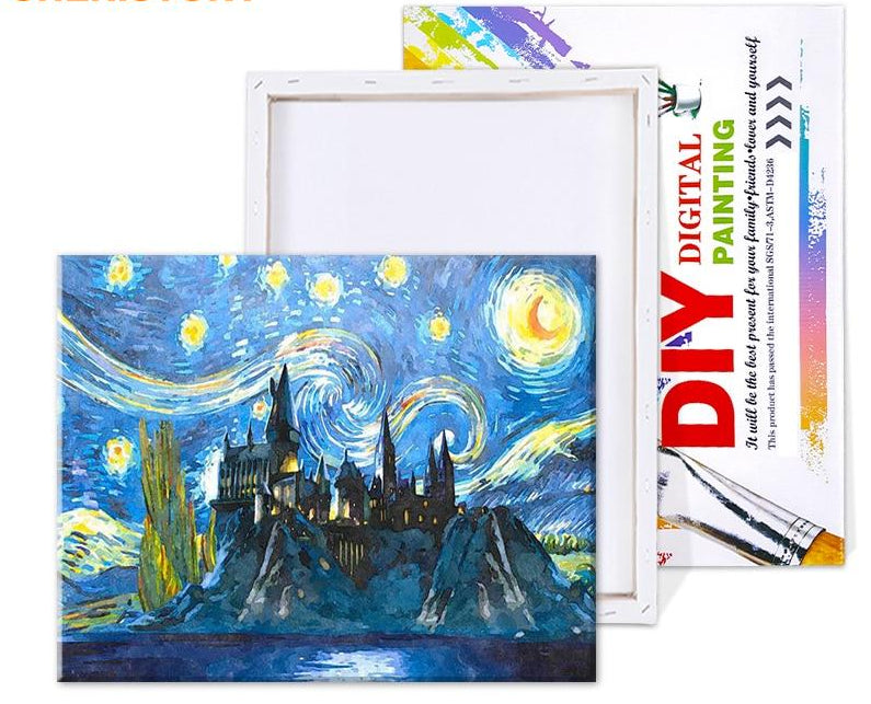 Pintar por números - Harry Potter Hogwarts estilo Van Gogh - Pinta un cuadro
